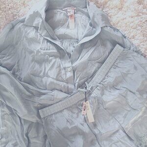 Victoria's Secret Silk Pajamas Baby Blue